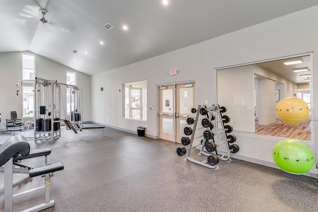 1325 Hagar St, La Crosse, WI 54603 - workout area featuring plenty of natural light, lofted ceiling, and baseboards