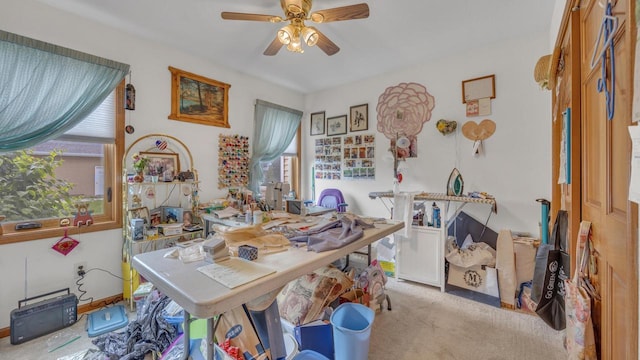 323 Autumn Ln, Campbellsport, WI 53010 - office with a ceiling fan, plenty of natural light, and carpet floors