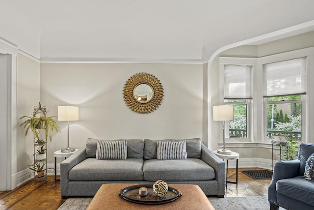 2710 N Hackett Ave, Milwaukee, WI 53211 - living area with baseboards and arched walkways