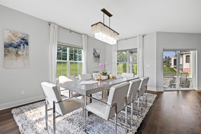 19750 Heron Pass, Brookfield, WI 53045 - dining area with dark wood-type flooring, a chandelier, and baseboards