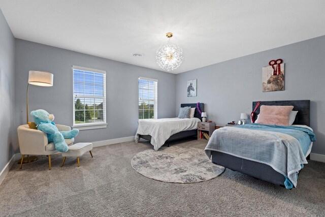 19750 Heron Pass, Brookfield, WI 53045 - bedroom with carpet floors, baseboards, and a chandelier