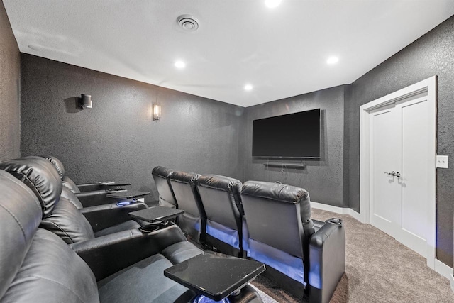 19750 Heron Pass, Brookfield, WI 53045 - carpeted home theater featuring a textured wall, recessed lighting, and baseboards