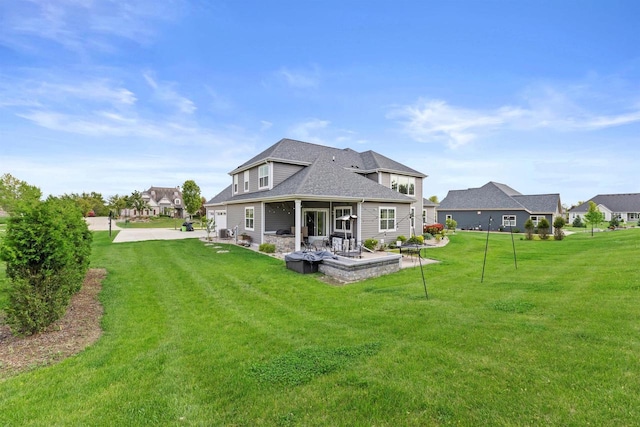 19750 Heron Pass, Brookfield, WI 53045 - back of property with a patio, a lawn, and a shingled roof