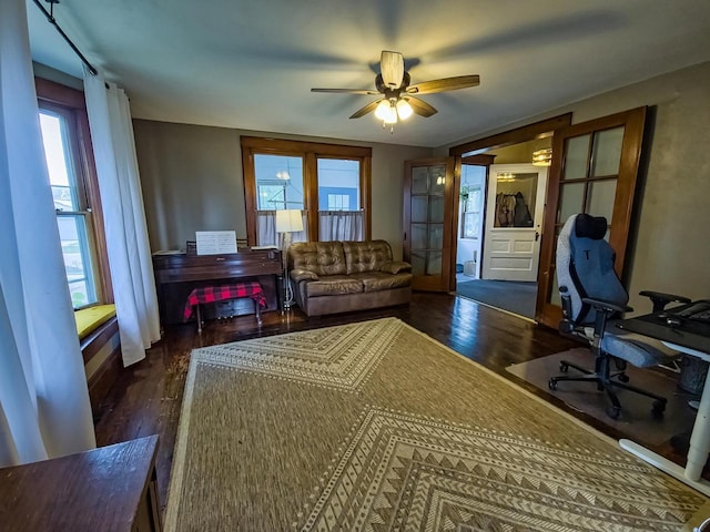 318 E Mary St, Darlington, WI 53530 - office with wood finished floors and a ceiling fan