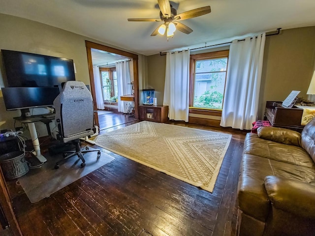 318 E Mary St, Darlington, WI 53530 - office area with wood-type flooring and ceiling fan