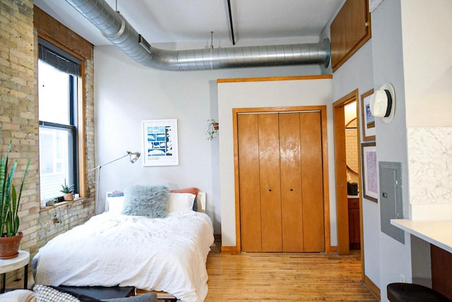 1017 S 2nd St Unit 302, Milwaukee, WI 53204 - bedroom with light wood-style floors, a closet, and baseboards