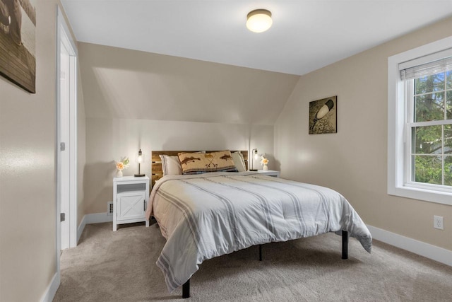 3155 W Lake Helen Dr, Rosholt, WI 54473 - carpeted bedroom with multiple windows, baseboards, and lofted ceiling