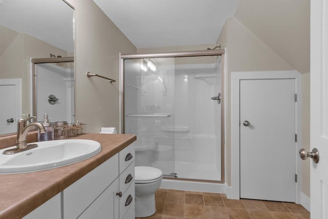 3155 W Lake Helen Dr, Rosholt, WI 54473 - full bath featuring toilet, a shower stall, and vanity