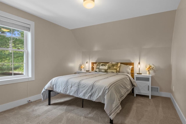 3155 W Lake Helen Dr, Rosholt, WI 54473 - carpeted bedroom featuring baseboards and vaulted ceiling
