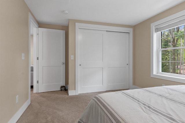 3155 W Lake Helen Dr, Rosholt, WI 54473 - bedroom with carpet, a closet, and baseboards