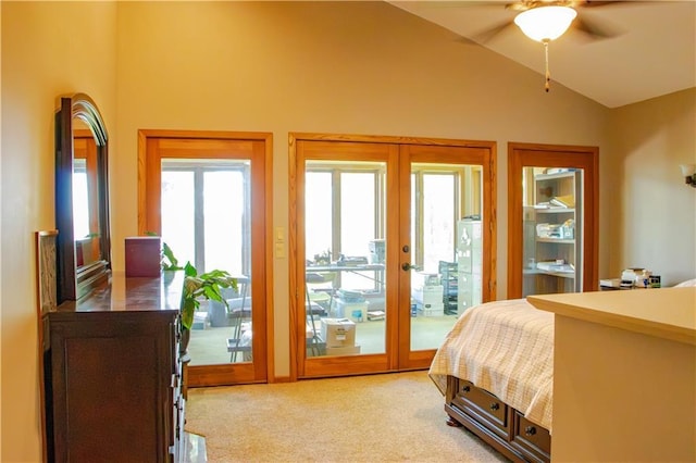 18845 64th Ave, Chippewa Falls, WI 54729 - bedroom with french doors, access to outside, vaulted ceiling, and light carpet