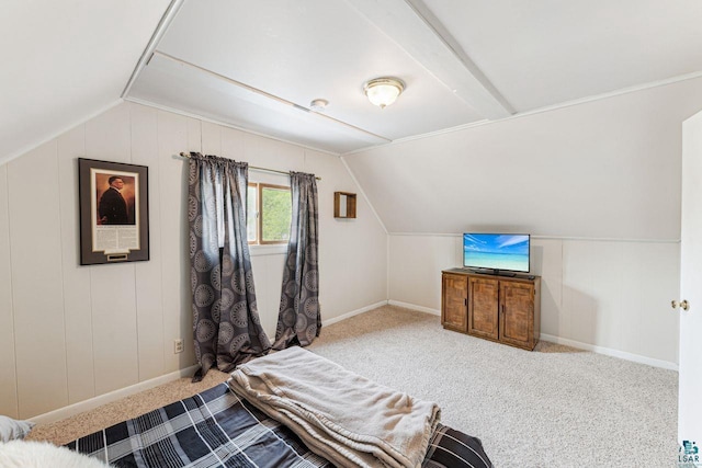 708 2nd Ave W, Ashland, WI 54806 - bedroom with lofted ceiling, baseboards, and carpet flooring