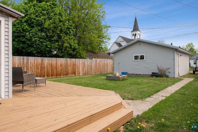 708 2nd Ave W, Ashland, WI 54806 - wooden terrace featuring a fire pit