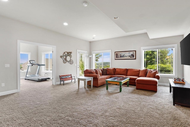 3403 Whistling Wind Way, Sun Prairie, WI 53590 - living room featuring carpet flooring and recessed lighting