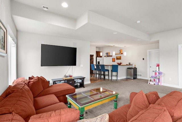 3403 Whistling Wind Way, Sun Prairie, WI 53590 - carpeted living room with recessed lighting and wet bar