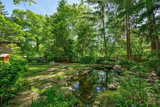 933 Juneau Dr, Fontana, WI 53125 - view of yard with a small pond