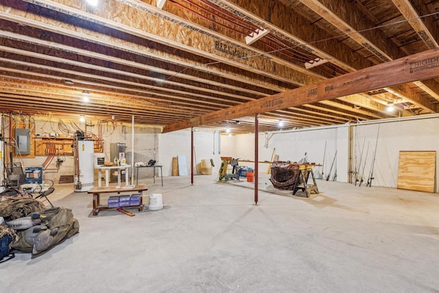 N6471 12 Corners Rd, Black Creek, WI 54106 - unfinished basement with gas water heater, electric panel, and water heater