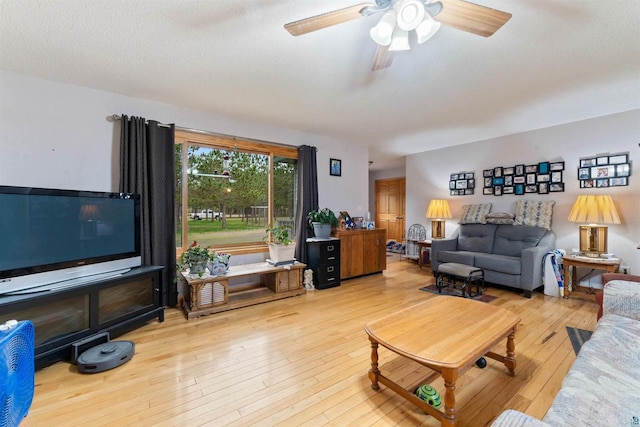 14303 Rock N Roll Ln, Gordon, WI 54838 - living room with hardwood / wood-style flooring and a ceiling fan