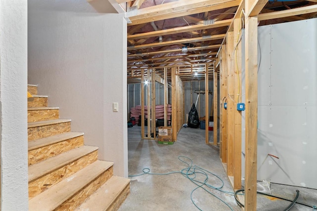 14303 Rock N Roll Ln, Gordon, WI 54838 - unfinished basement featuring stairway