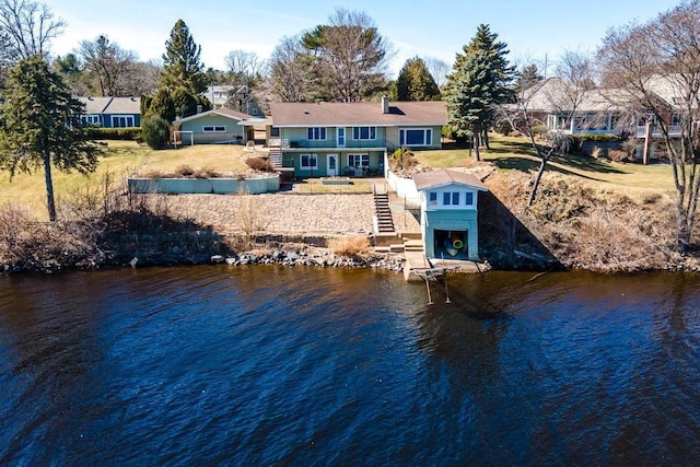 8303 163rd St, Chippewa Falls, WI 54729 - dock featuring stairs and a deck with water view