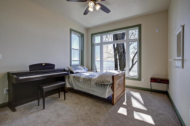 W7133 Firelane 2, Menasha, WI 54952 - bedroom featuring carpet, baseboards, and ceiling fan