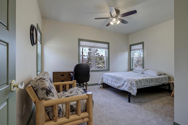 W7133 Firelane 2, Menasha, WI 54952 - bedroom featuring carpet flooring, a ceiling fan, and baseboards