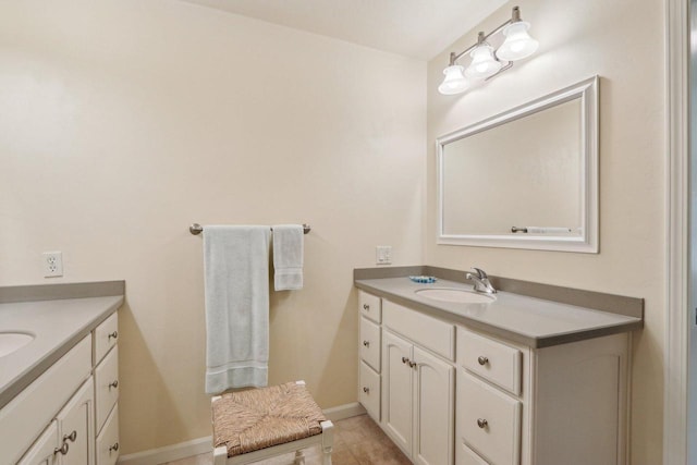 522 Otto Way, Elkhart Lake, WI 53020 - bathroom with two vanities, baseboards, and tile patterned flooring