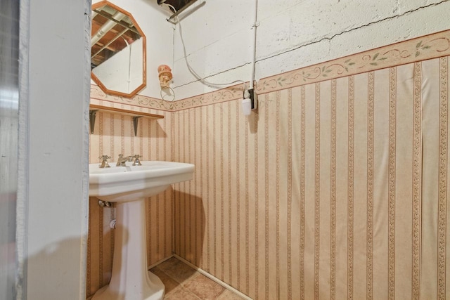 2507 S 94th St, West Allis, WI 53227 - bathroom with tile patterned flooring and wallpapered walls