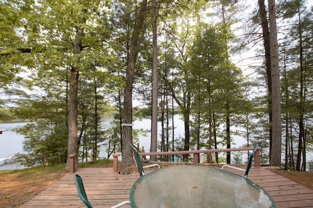 W5522 S Round Lake Rd, Wild Rose, WI 54984 - wooden deck featuring a water view