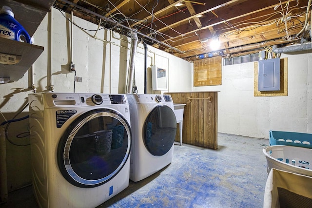 1413 E Marquette St, Appleton, WI 54911 - laundry room with electric panel and washer and dryer