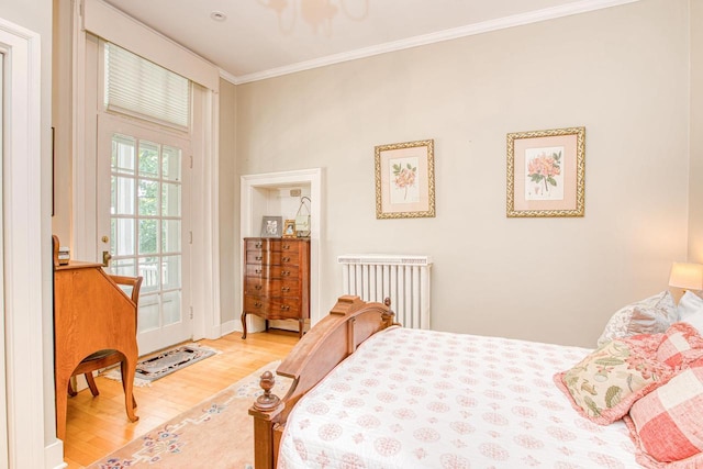 150 Rountree Ave, Platteville, WI 53818 - bedroom with radiator heating unit, wood finished floors, and ornamental molding