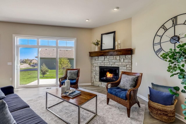 1320 Prairie Creek Cir Unit 2, Oconomowoc, WI 53066 - living room with a fireplace, wood finished floors, and recessed lighting