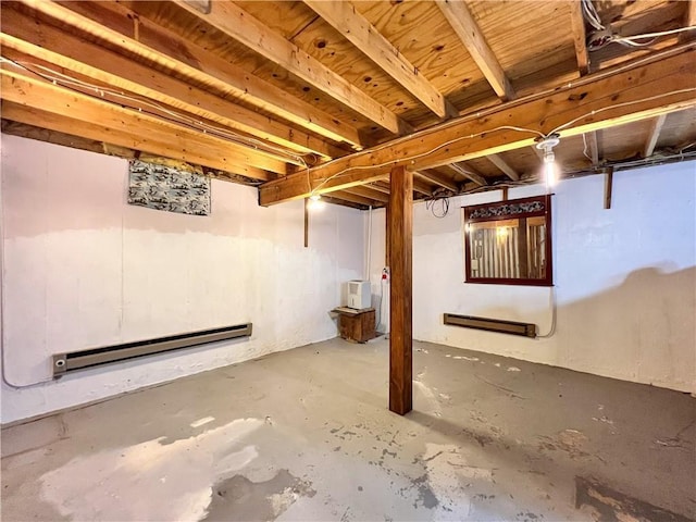 999 Mcgill Point Rd, Weyerhaeuser, WI 54895 - unfinished basement with a baseboard radiator and baseboard heating