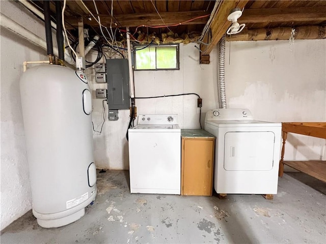 999 Mcgill Point Rd, Weyerhaeuser, WI 54895 - basement with electric panel, washing machine and dryer, and water heater