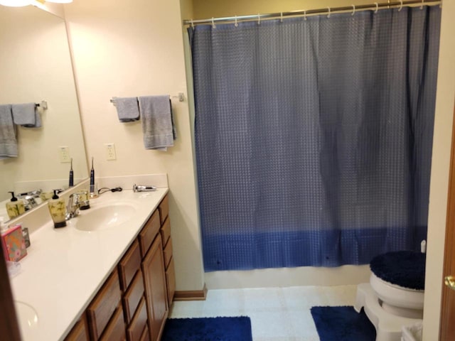 2832 E Somers Ct, Cudahy, WI 53110 - full bathroom with vanity, toilet, and shower / bath combination with curtain
