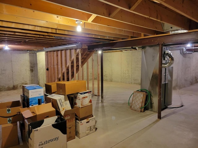 2832 E Somers Ct, Cudahy, WI 53110 - unfinished below grade area featuring stairway and heating unit