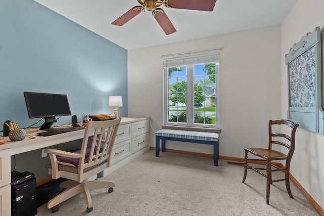 91 Potawatomi Rd Unit N-2, Williams Bay, WI 53191 - home office with light colored carpet, ceiling fan, and baseboards