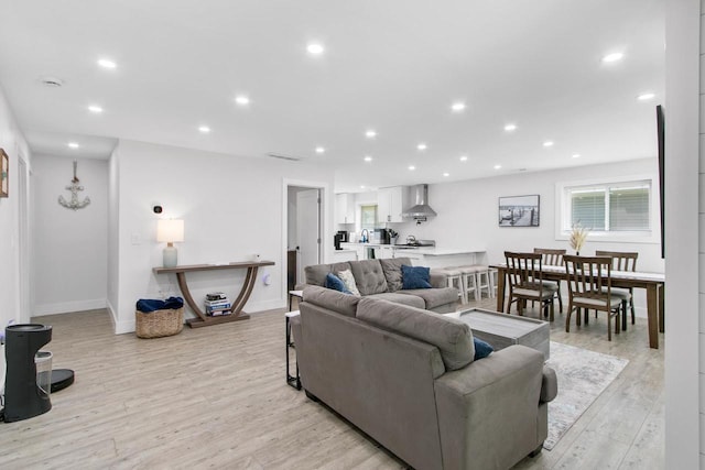 539 Highland Rd, Williams Bay, WI 53191 - living area with recessed lighting, light wood finished floors, and baseboards