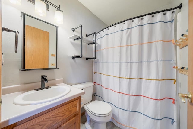 2759 Hamilton St, Oshkosh, WI 54901 - bathroom featuring toilet, vanity, and a shower with curtain