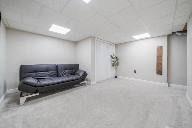 2759 Hamilton St, Oshkosh, WI 54901 - living area with carpet, baseboards, and a drop ceiling