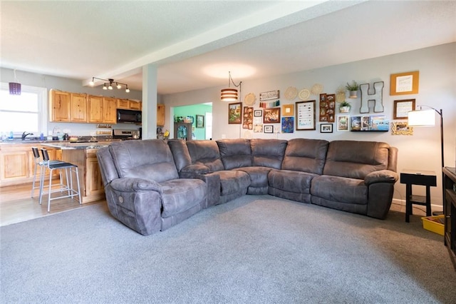 1843 190th St, Centuria, WI 54824 - living area with light carpet and rail lighting