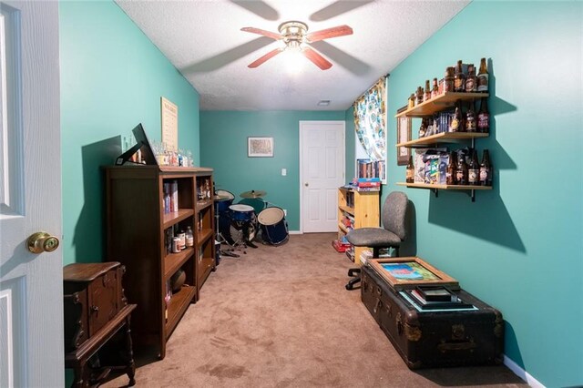 1843 190th St, Centuria, WI 54824 - carpeted office space featuring ceiling fan and a textured ceiling