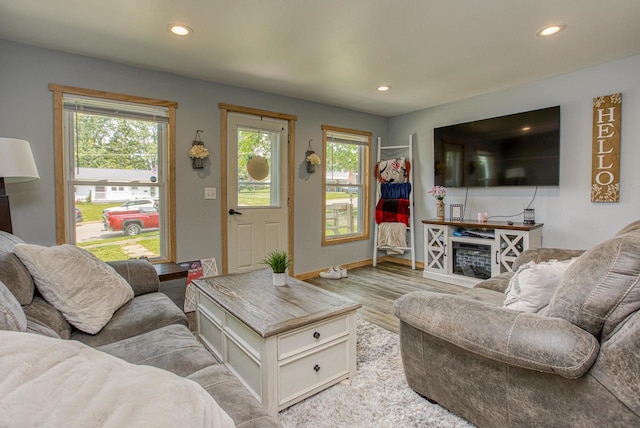 811 E Maple St, Lancaster, WI 53813 - living room with recessed lighting, light wood finished floors, and baseboards