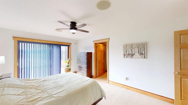 202602 County Road T, Marshfield, WI 54449 - bedroom with light carpet, baseboards, and ceiling fan
