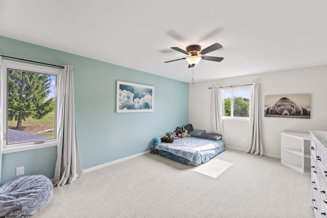 S38W32310 Green Briar Rd, Waukesha, WI 53189 - bedroom with light colored carpet, ceiling fan, and baseboards