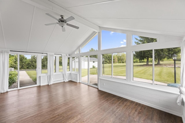 S38W32310 Green Briar Rd, Waukesha, WI 53189 - unfurnished sunroom with a ceiling fan and wood finished floors