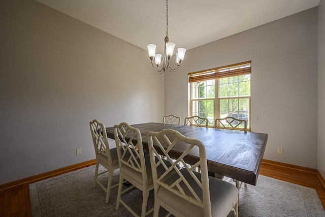 5278 W Highlands Ct, Franklin, WI 53132 - dining room with a chandelier, baseboards, and wood finished floors