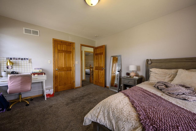 5278 W Highlands Ct, Franklin, WI 53132 - bedroom featuring dark colored carpet, a desk, and baseboards