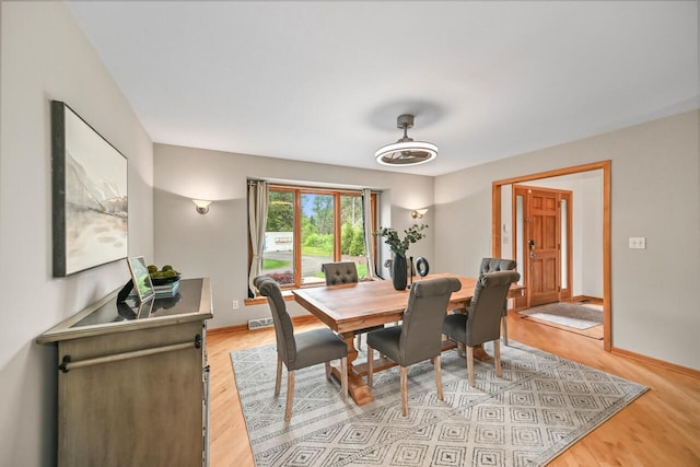 1441 W County Line Rd, River Hills, WI 53217 - dining space featuring baseboards and light wood-style floors