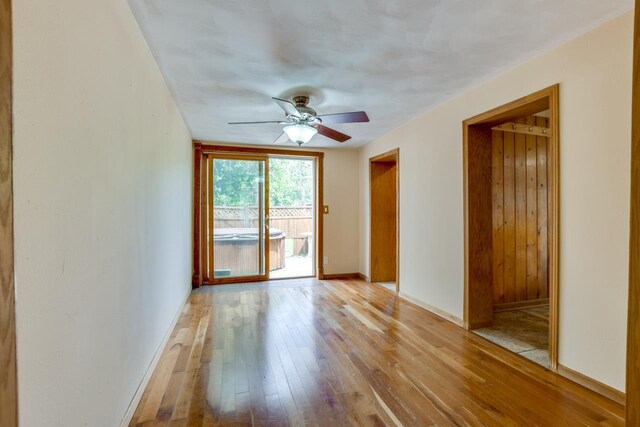 412 High St, Arena, WI 53503 - empty room featuring light wood-type flooring and ceiling fan